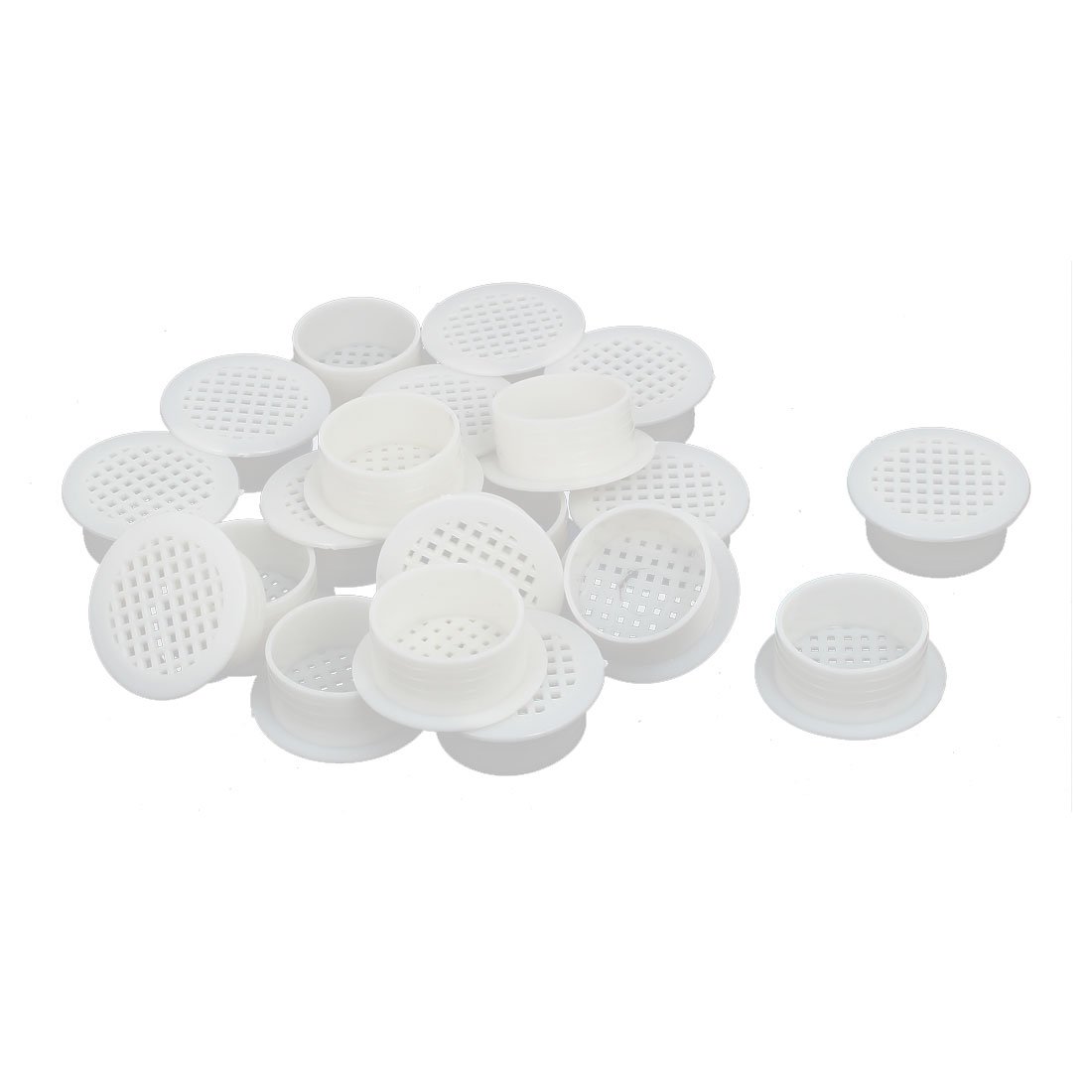 sourcing map Shoes Cabinet 35mm Plastic Square Mesh Hole Air Vent Louver Cover White 20pcs