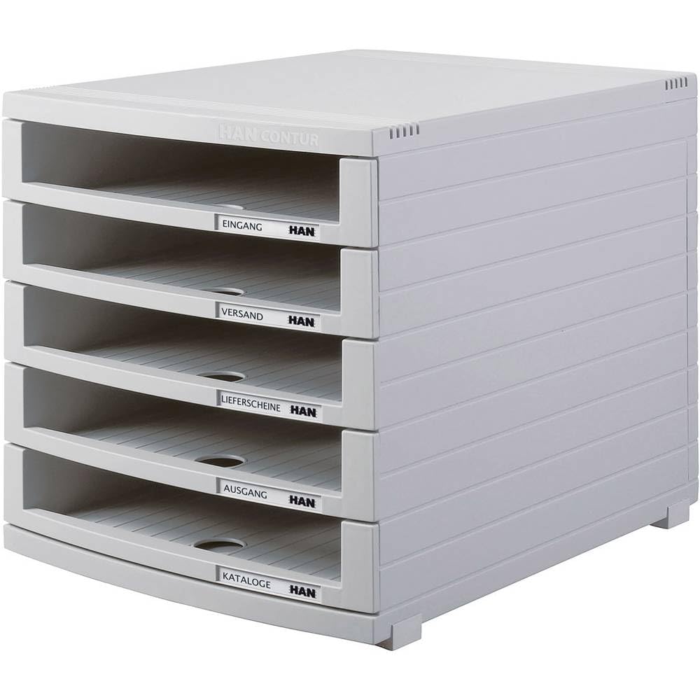 HAN 1505-0-11, CONTUR drawer set. Modern organisational system, expandable, premium quality for a highly professional organisation with 5 open drawers, light-grey