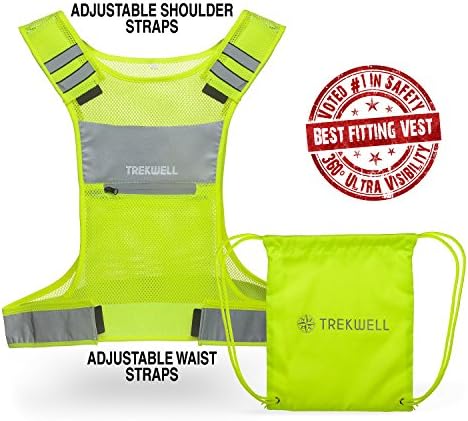 Reflective Vest for Running or Cycling With Pocket, Two 3M Safety Reflective Bands, High Visibility Gear Motorcycle Walking Jogging