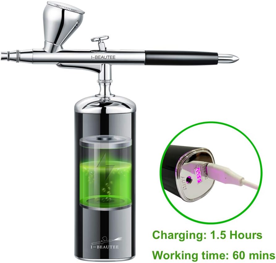 I-BEAUTEE 27PSI Airbrush Kit, Rechargeable Cordless Airbrush Compressor, Dual Action Handheld Airbrush Gun, Mini Airbrush Set Portable Wireless Air Brush for Barber, Nail Art, Makeup, Model Painting: Arts, Crafts & Sewing