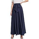 SweatyRocks Women's Elegant High Waist Skirt Tie Front Pleated Maxi Skirts