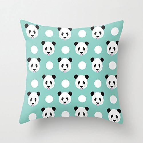 Panda Polka Dots Pattern Throw Pillows Pillow Covers Decorative 18 x 18 Teen Girls Dorm Decor Pillow Case