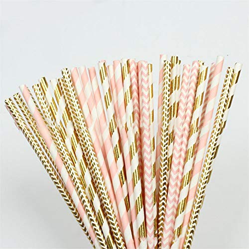 Pepional 100PCS Papier Strohhalme Biologisch Abbaubare Bunte Papier Trinkhalme Einweg-Strohhalme Für Geburtstag… – Bild 6