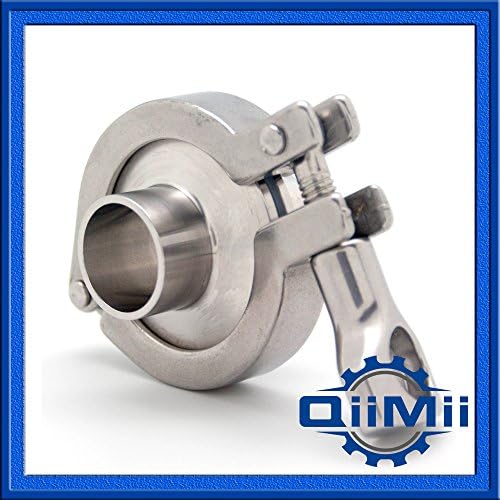 QM Stainless 1-4" Sanitary Stainless Steel Clamp Ferrule Set Ss304, 2pcs Ferrule + 1pc Heavy Duty Clamp + Silicon Gasket (1" Pipe OD)