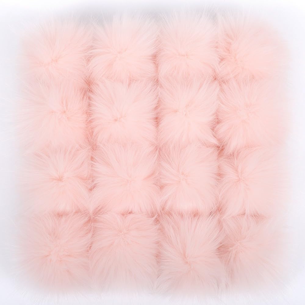 Pack of 6 12-15 cm Faux Fur Pompoms, Faux Fur Pompoms for Crafts, Artificial Fur Pompoms, Fluffy Pom Pom for Crafts, DIY, Creative Crafts, Hats, Gloves, Bag, Pendants, Decoration, Sparkling Wine