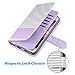 ULAK Flip Wallet Case for iPhone 6 Plus / 6S Plus 5.5 inch, Folio PU Leather Wallet Case with Multi Credit Card Holders Pockets Magnetic Closure Cover Wrist Strap, Minimal Stripes Lavender