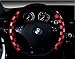 Finex PU Leather Checker Flag Black & Red Universal Fit Auto Car Grip Steering Wheel Cover 15 inch Non-Slip Interior Decal Driving Accessories Decoration for Men Women