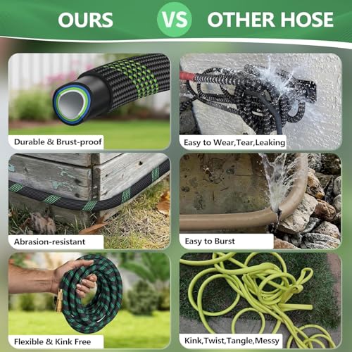 200 ft Garden Hose, Flexible Ultra Lightweight Durable Garden Hose, Kink-Free Water Hose with 10 Function Sprayer - Non-Shrinking Garden Hoses, Easy to Store,All-Weather, Car Washing Pipe Garden Hoses