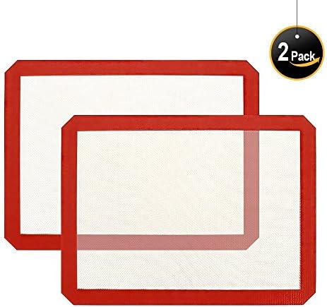 Amourchef Silicone Baking Mat - Non Stick Silicon Liner for Bake Pans &amp; Rolling - Macaron/Pastry/Cookie/Bun/Bread Making - Half Sheet Quarter Sheet Professional Grade Bake Cookie Sheet (11.5" x 10.5")
