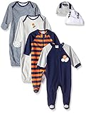 Gerber Baby Boys' 6 Piece Gown, Cap (0-6M), and Sleep'n Play (0-3M) Gift Set, Sports, Newborn