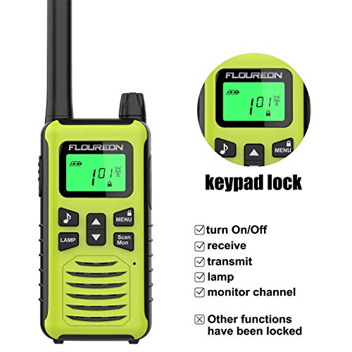 FLOUREON 4 Packs Walkie Talkies Two Way Radios 22 Channel 3000M (MAX 5000M Open Field) Long Range Handheld Talkies Talky (Yellow)