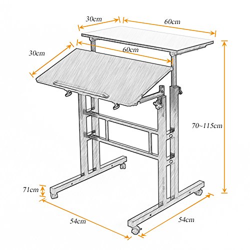 Soudesileim Höhenverstellbarer Computertisch Mit Rollen - 67-115cm Verstellbar