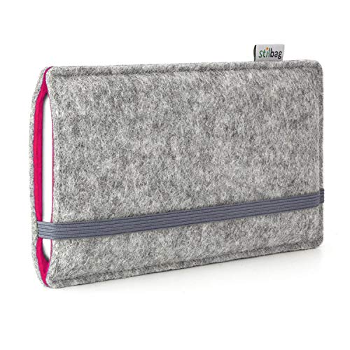 Stilbag Felt Pouch 'FINN' for Apple iPhone 7 Plus – Colour: Light Grey/Pink