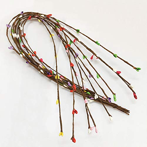 10 Strips 25.5inch/2.13ft Artificial Pastel Pip Berry Sprays Pip Berry Picks Stems for Farmhouse Style Floral Decorations Crafts Floral Arrangement Wreath Making Wedding Bridle Bouquet Decor