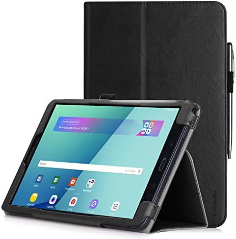 Samsung Galaxy Tab A 10.1 Case, ToGeeKa PU Leather Stand Cover Case Holder for Galaxy Tab A 10.1 inch 2016 SM-T580 T585 with auto Sleep/Wake Function, Hand Strap and Card Slot, Black