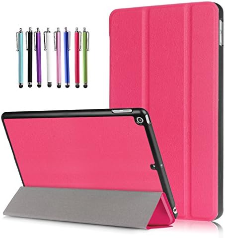 TDA Case for New iPad 9.7 2018/ 2017,Slim Lightweight Folding Stand Case Leather Cover with Auto Sleep/Wake for Apple iPad 2018 6th generation/ iPad 2017 5th generation 9.7 inch (Hot Pink)