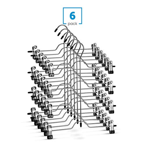 Zober 4Tier Skirt Hangers with Clips Metal, NonSlip Space Saving