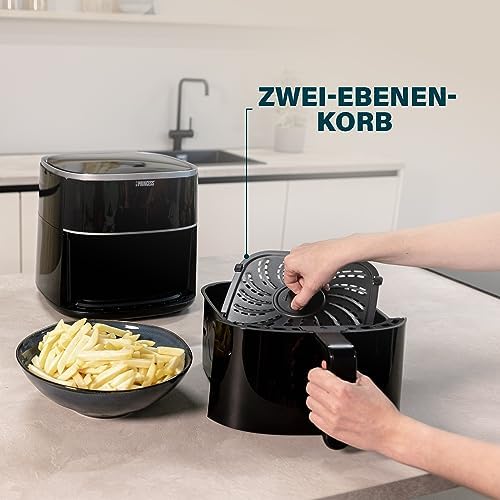 Digitale Heißluftfritteuse – Füllmenge des Behälters variierbar – 8 L maximal – 6 voreinstellbare Programme – Weniger Öl – Digitaler Display – 182254