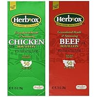 Herb-Ox Bouillon Bundle,`Beef and Chicken, 100 Total Packets