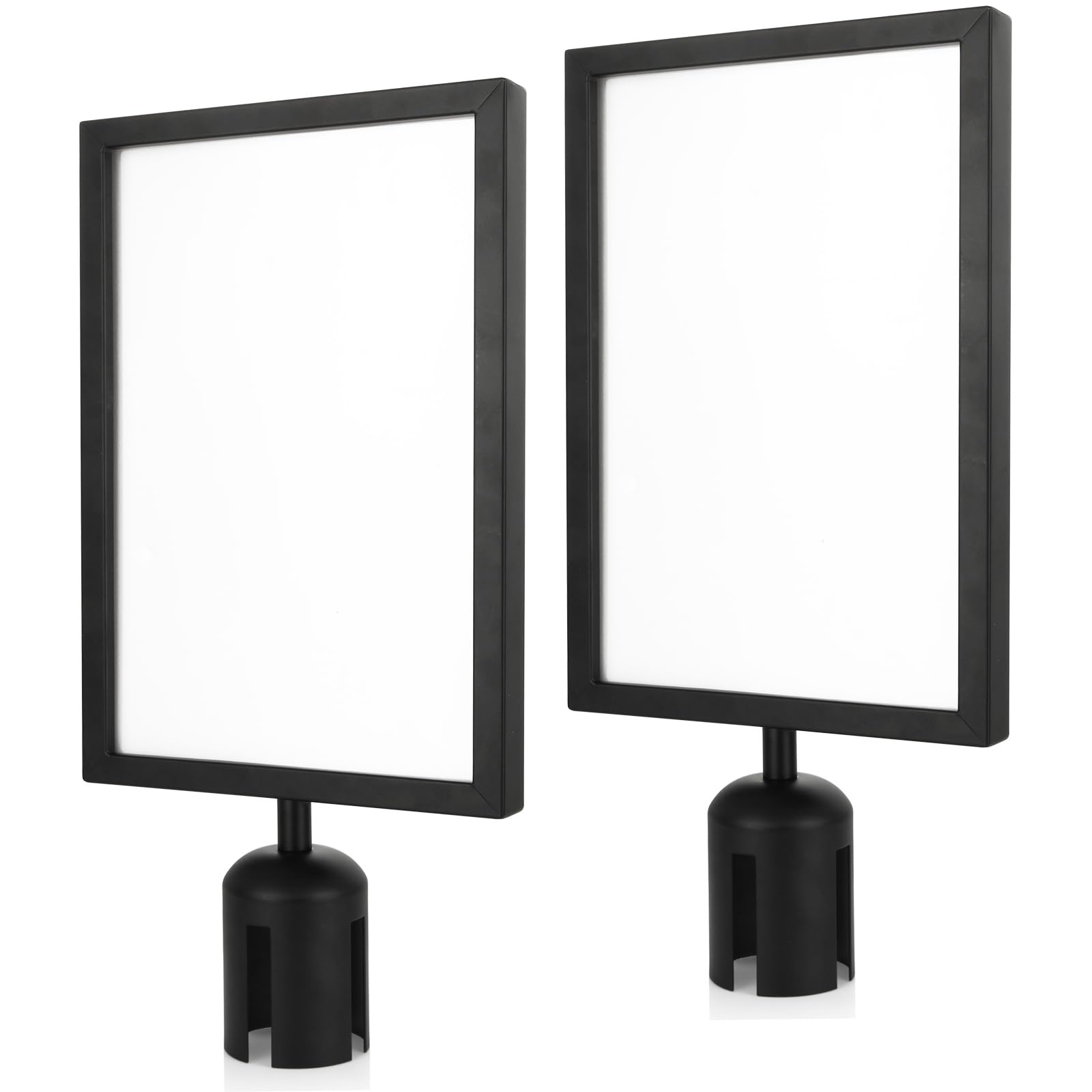 Photo 1 of SHUESS 2 Pack Black Stanchion Sign Holder Frame, Double Sided Sign Frame with Cover for 8.5 x 11 Inches Paper Size, Stanchion Top Sign Frames for Crowd Control Sentry Stanchions