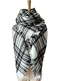 WINCAN Soft Warm Tartan Plaid Scarf Shawl Cape Blanket Scarves Fashion Wrap (white light-grey)
