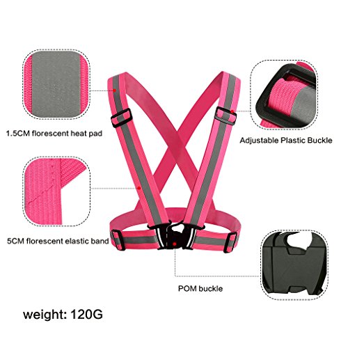 NONMON High Visibility Reflective Safety Vest Running Belt - Pink