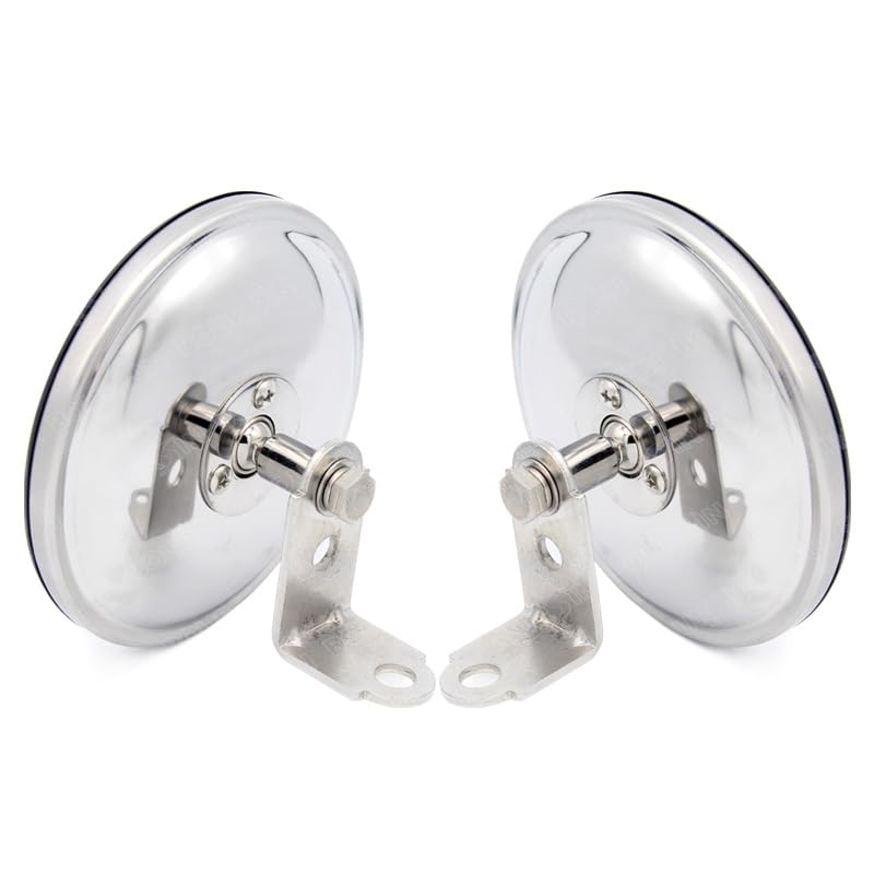 Photo 1 of 5 Inch Convex Round Mirror Blind Spot For Isuzu NPR NQR NRR FSR FVR FRR Mitsubishi Fuso Canter Truck Bus Atv Utv Adjustable Bracket 2Pcs