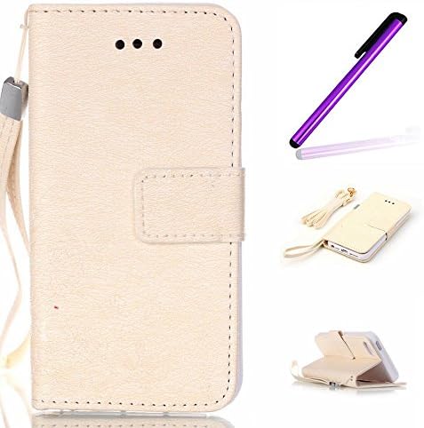 iPhone 6 Plus Case,LEECO iPhone 6S Plus Case Butterfly Flower Synthetic Leather Flip With Support Stents Wallet Card PU Case Cover Skin for Apple iPhone 6/6S Plus Secret Flower White