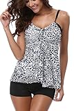 ALove Tankini Swimsuits for Women Two Piece Bathing Suits Tankini Set White 16