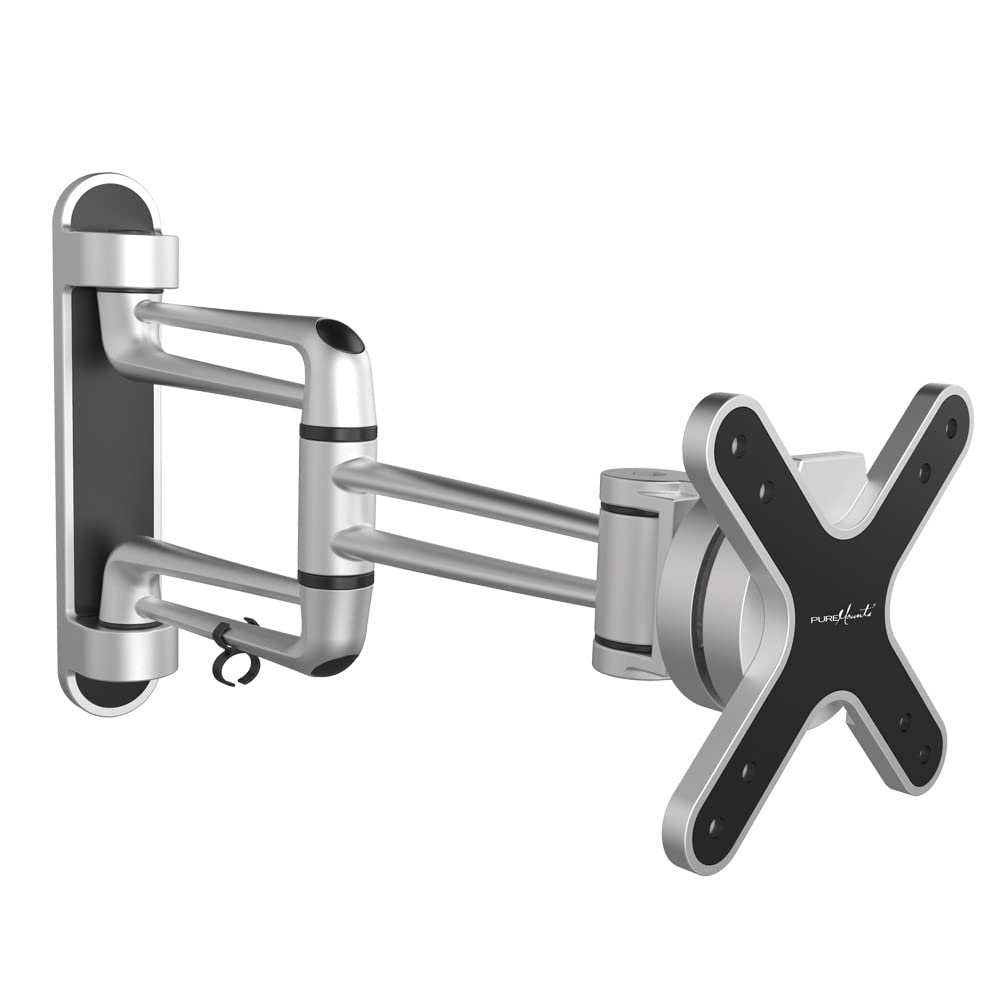 PureMounts STYLE-23C Wall Mount for TVs with 33-69 cm (13-27 Inches) VESA 100 x 100 Tilts +/-15° Swivelling +/-30° Wall Distance from Wall 97-423 mm Maximum Load 15 kg Black