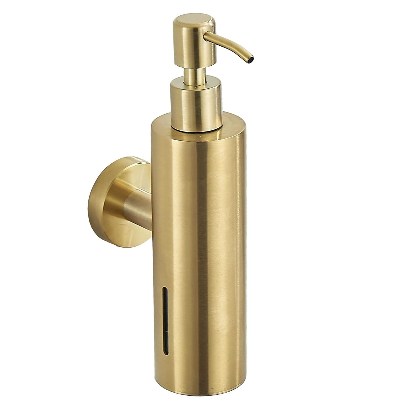 Single 250ML Soap Dispenser Bathroom Wall Mounted Shower Gel Shampoo and Conditioner Dispenser for Home Hotel Restaurant (Stainless Steel, Brushed Gold Round) (Brushed Gold)