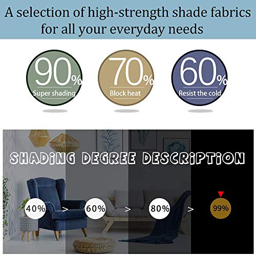 SEEYE 100% Blackout Waterproof Fabric Window Roller Shades Blind, Thermal Insulated,UV Protection,for Bedrooms,Living Room,Bathroom,The Office, Easy to Install 24" W x 79" L(Grey) - Thumbnail 3