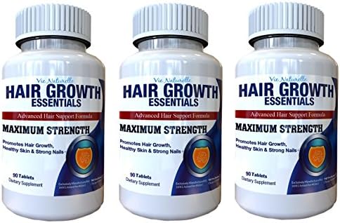 Hair Growth Essentials Pills Supplement For Hair Loss - Advanced Hair Regrowth Treatment With 29 Powerful Hair Growth Vitamins &amp; Nutrients for Rapid Growth for Women and Men - 3 Bottles