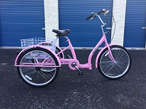 24" SIX Speed Low Step Through U Frame Adult Tricycle Pink Big Comfortable SEAT Large Basket