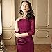 Miusol Women's Retro Floral Lace Vintage 2/3 Sleeve Slim Ruched Wedding Maxi Dress, Wine Red XL