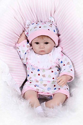 Seedollia Cute Realistic Reborn Baby Dolls Girls Newborn Toddler Pink Dress Eyes Open 17 inch