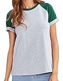 ROMWE Women's Casual Short Sleeve Jersey Cotton T-Shirt Heather Tee Grey L