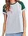 ROMWE Women's Casual Short Sleeve Jersey Cotton T-Shirt Heather Tee Grey L