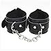 Jonerytime_Soft Comfortable PU Fur Leather Handcuffs Wrist Cuffs and Blindfold Eye Mask (Black)thumb 2