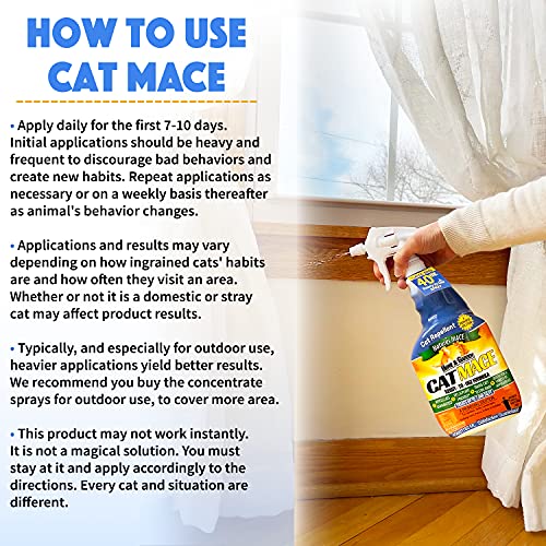 Nature's MACE Cat Repellent 40oz Spray/Treats 1,000 Sq. Ft. / Keep Cats