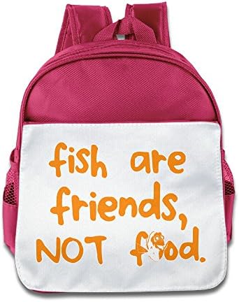 LINNA Funny Fish Are Friends Not Food Kids Children School Bagpack Bag For 1-6 Years Old Pink