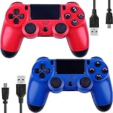 Wireless Controllers for PS4 Playstation 4 Dual Shock,V2 Bluetooth Remote Joystick Gamepad for PC PS Pro Android TV with USB Charge Cable(Red and Blue)