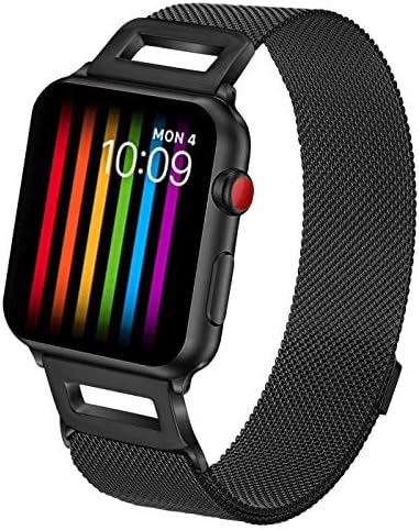 Amzelas Compatible Bands Replacement Apple Watch Series 4 3 2 1 38mm 40mm 42mm 44mm, Milanese Sport Straps Drill iWatch Wristbands All Models