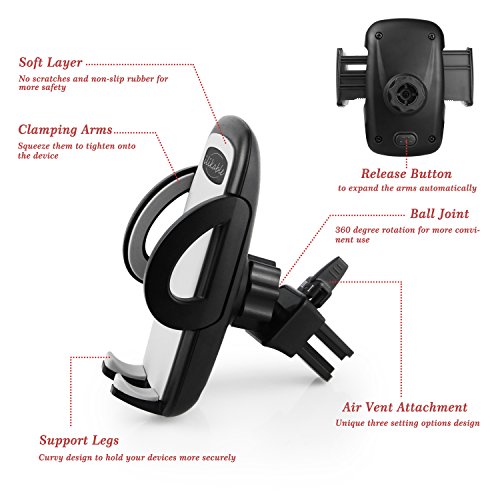 Car-Phone-Holder-ilikable-2-Pack-Air-Vent-Car-Mount-Cradle-Twist-lock-and-Three-sized-Setting-Car-Holder-with-Quick-Release-Button-for-iPhone-Samsung-Smartphone-GPS-Devices-Black