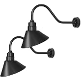 Franing 10" Outdoor Gooseneck Barn Sign Lights with Extended Arms, 2-Pack | Matching pair provides balanced lighting for storefront signs, restaurant facades, cafe entrances, and retail walls