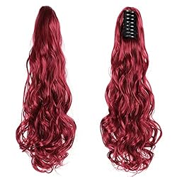 22 Inch Long Wavy Hair Ponytail Synthetic Wrap On