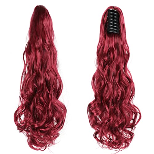 22 Inch Long Wavy Hair Ponytail Synthetic Wrap On