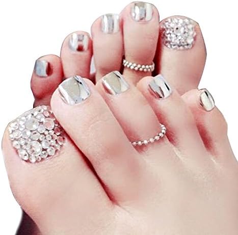 Beautiful Toenails False Tips DIY Pedicure False Nails for Foot Black and White False Toe Nail Tips 24pcs (No 2)