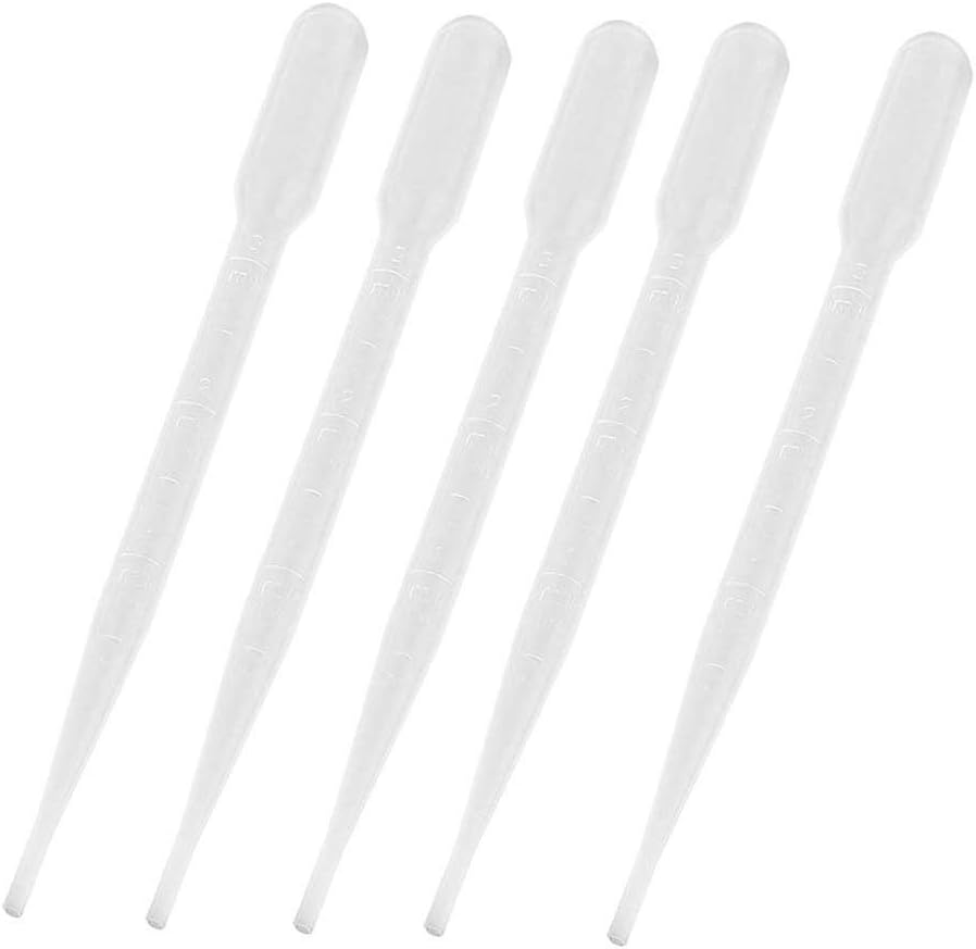 Idyandyans 100PCS/Set 3ml Transparent Pipettes Disposable Safe Plastic Eye Dropper Transfer Graduated Pipettes