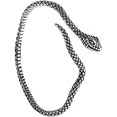 YWMAN Vintage Snake Bangle Bracelet, Adjustable Stainless Steel Cuff for Women Men, Textured Serpentine Pattern